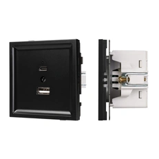 Изображение Модуль USB зарядки Type-A+C QC3.0 Arlight TENDO черный матовый 054095